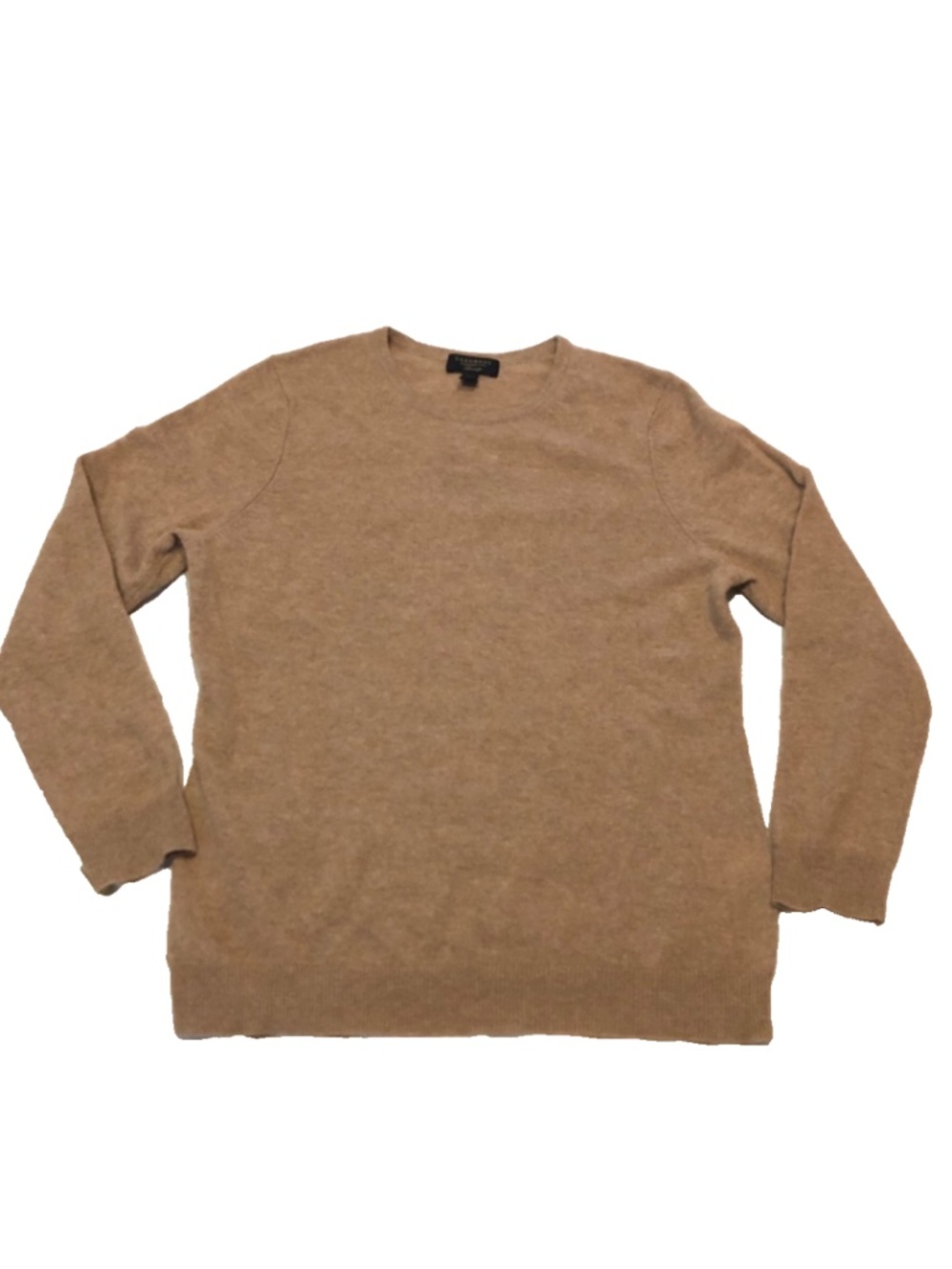 camel tan Charter Club Luxury 100% cashmere sweater featuring a soft knit textur